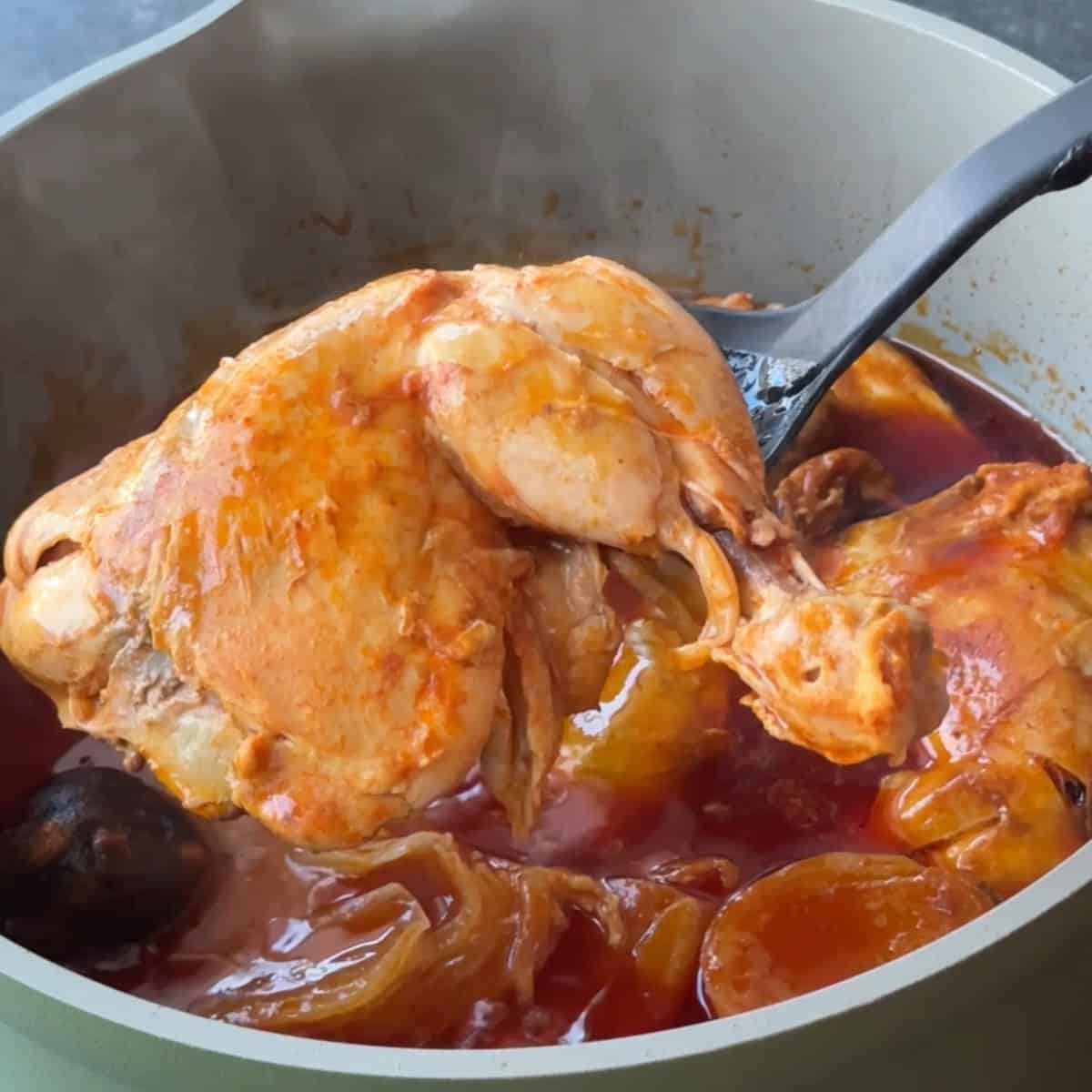 How to make machboos after simmering until chicken is cooked, chicken should look like this