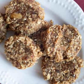Date cookies on a platter.