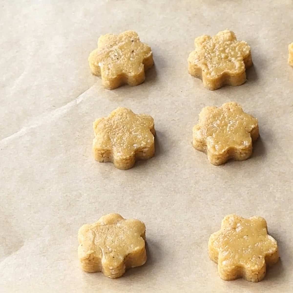 Persian Chickpea Cookies placing nokhodchi cookie dough on parchment paper
