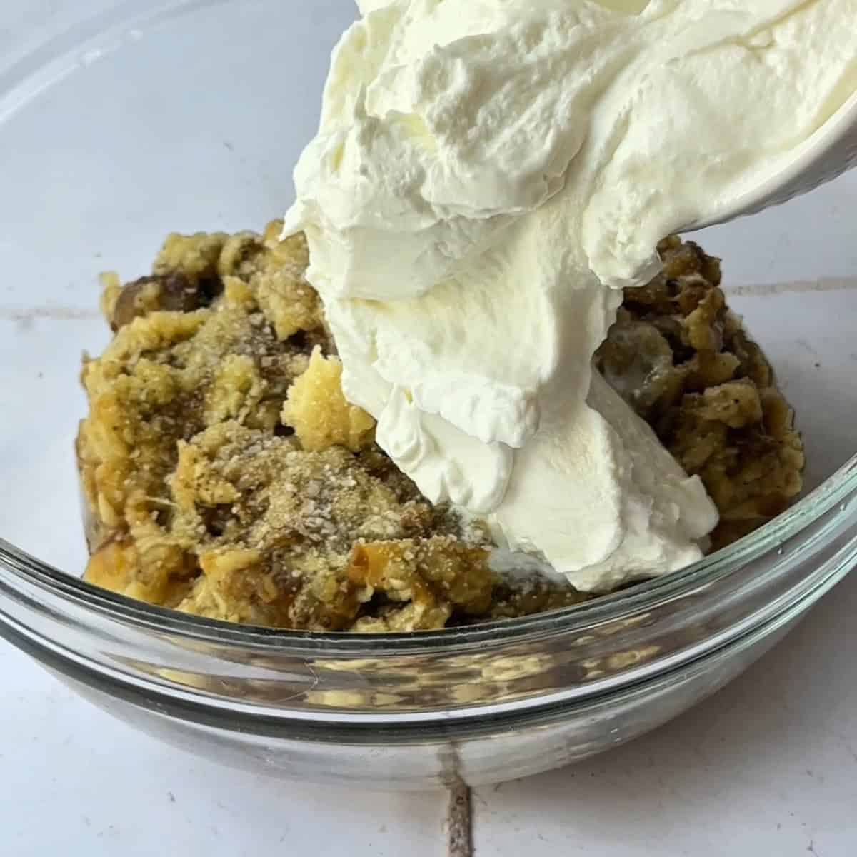 adding thick Greek yogurt to the eggplant puree
