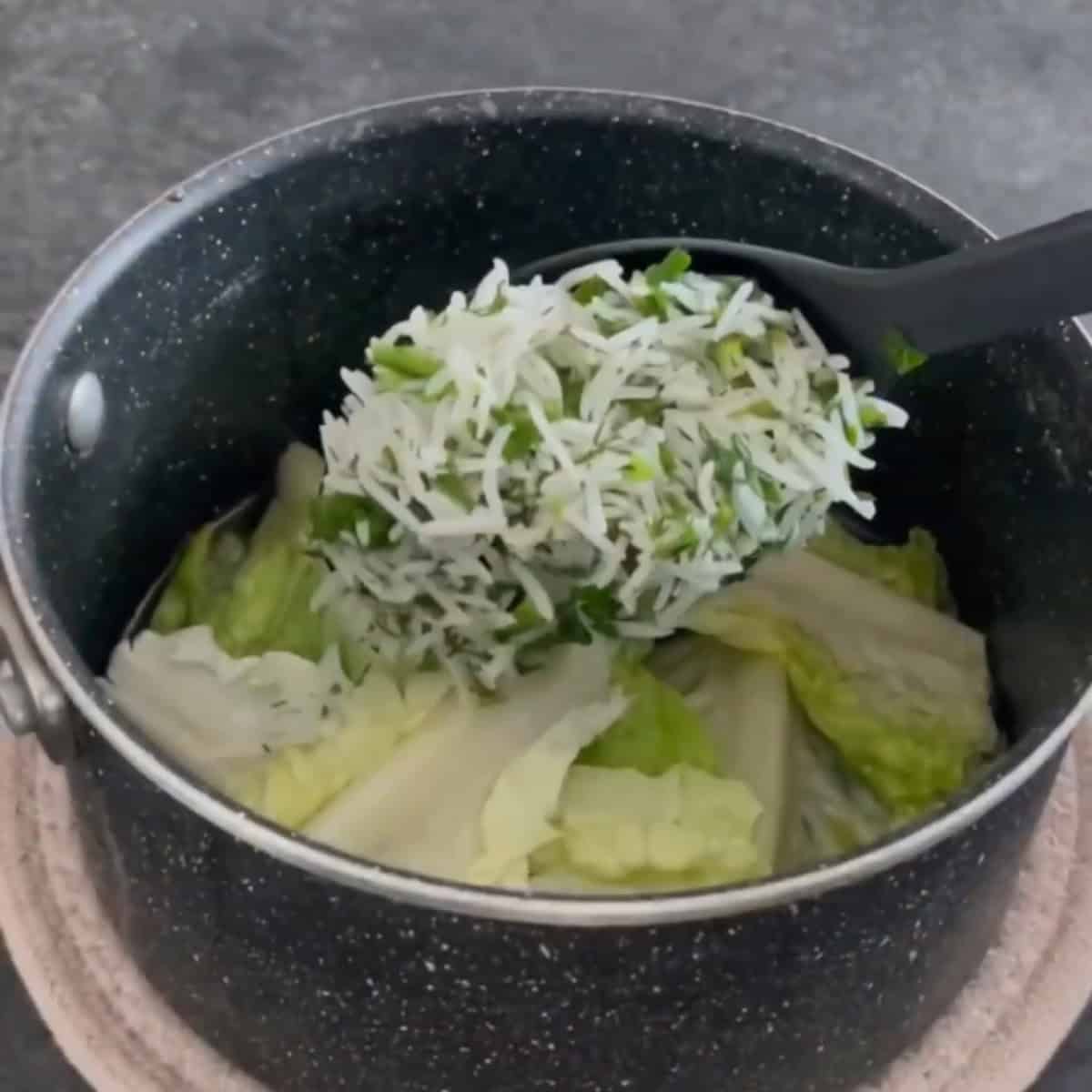 Add the rice to the pot.