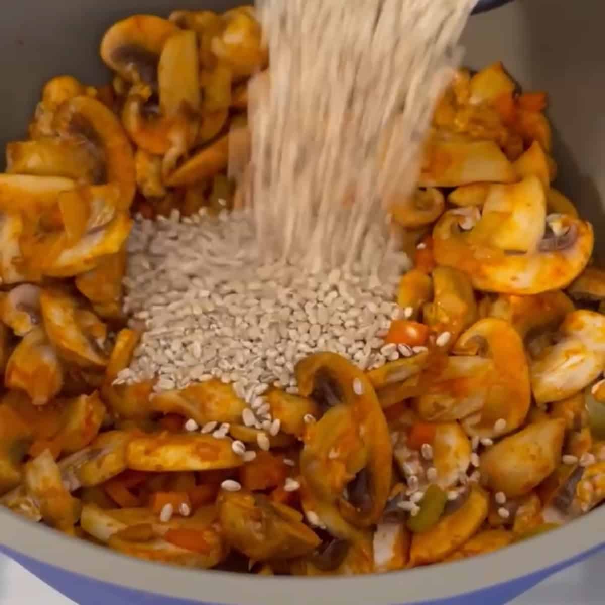 Add the barley to the soup