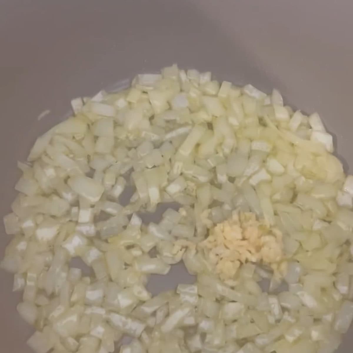 onion and garlic sauteed in olive oil.