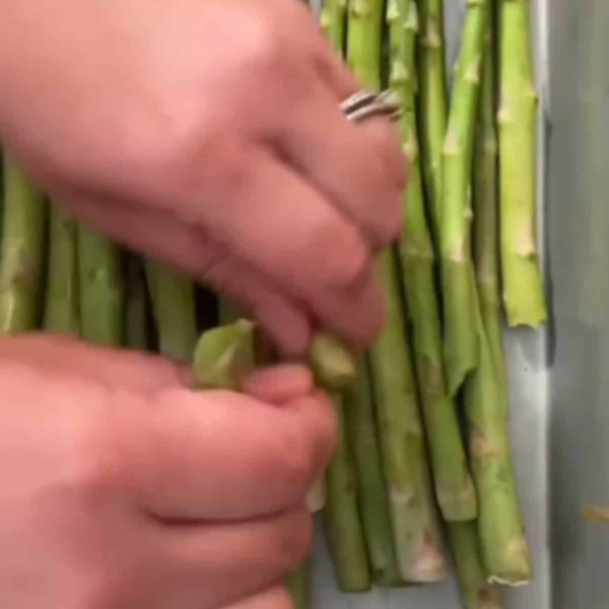 Remove the woody ends of asparagus. 