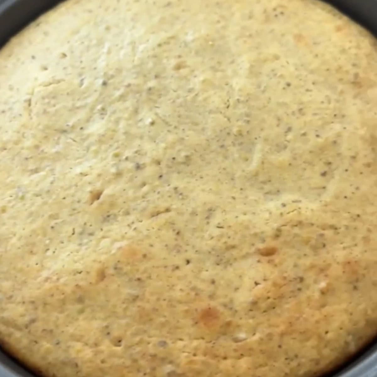 Bake the cake until a toothpick inserted in the middle comes out clean.