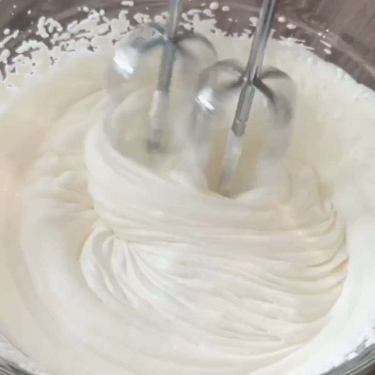 whip the cream until soft peaks.