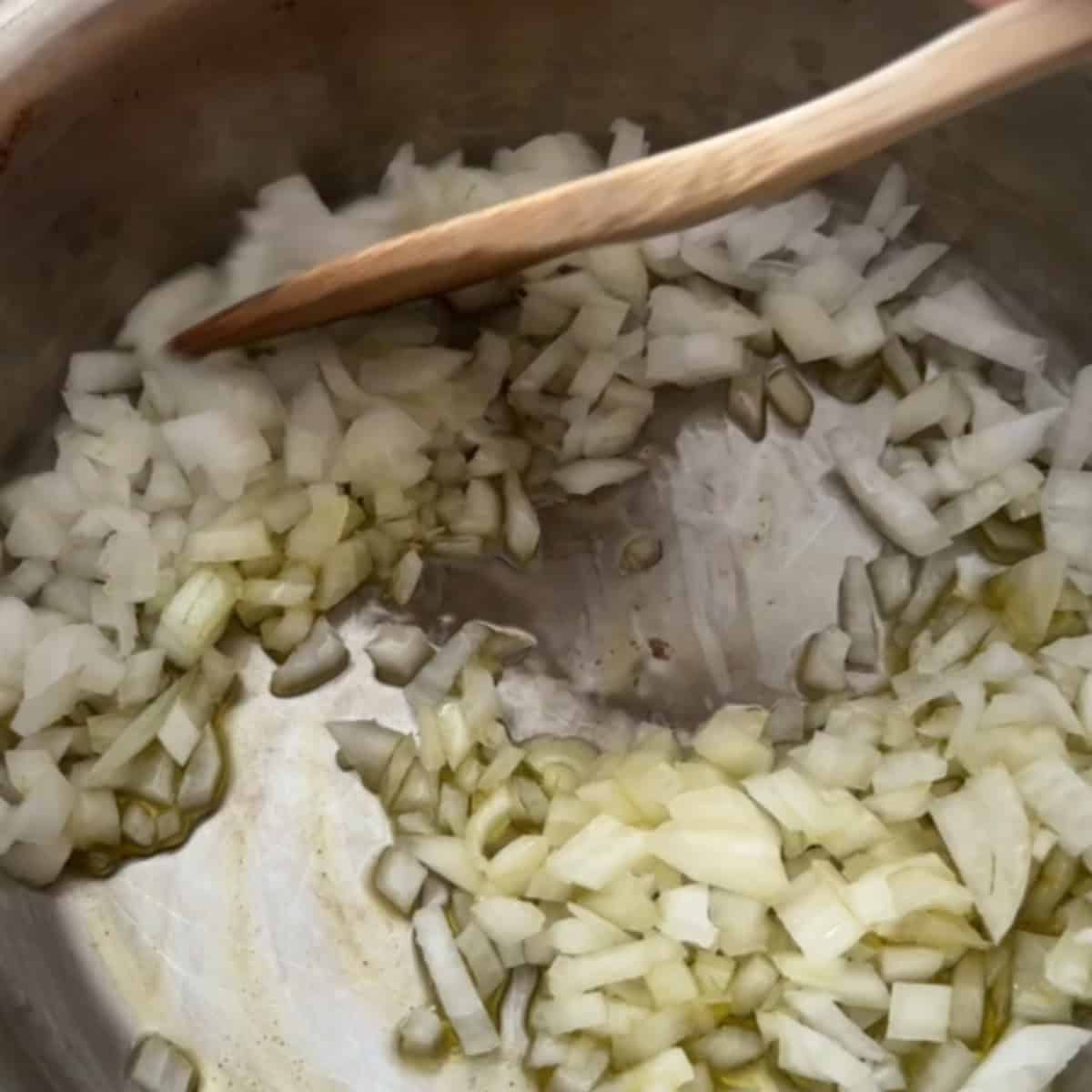 Saute the onion in olive oil until translucent