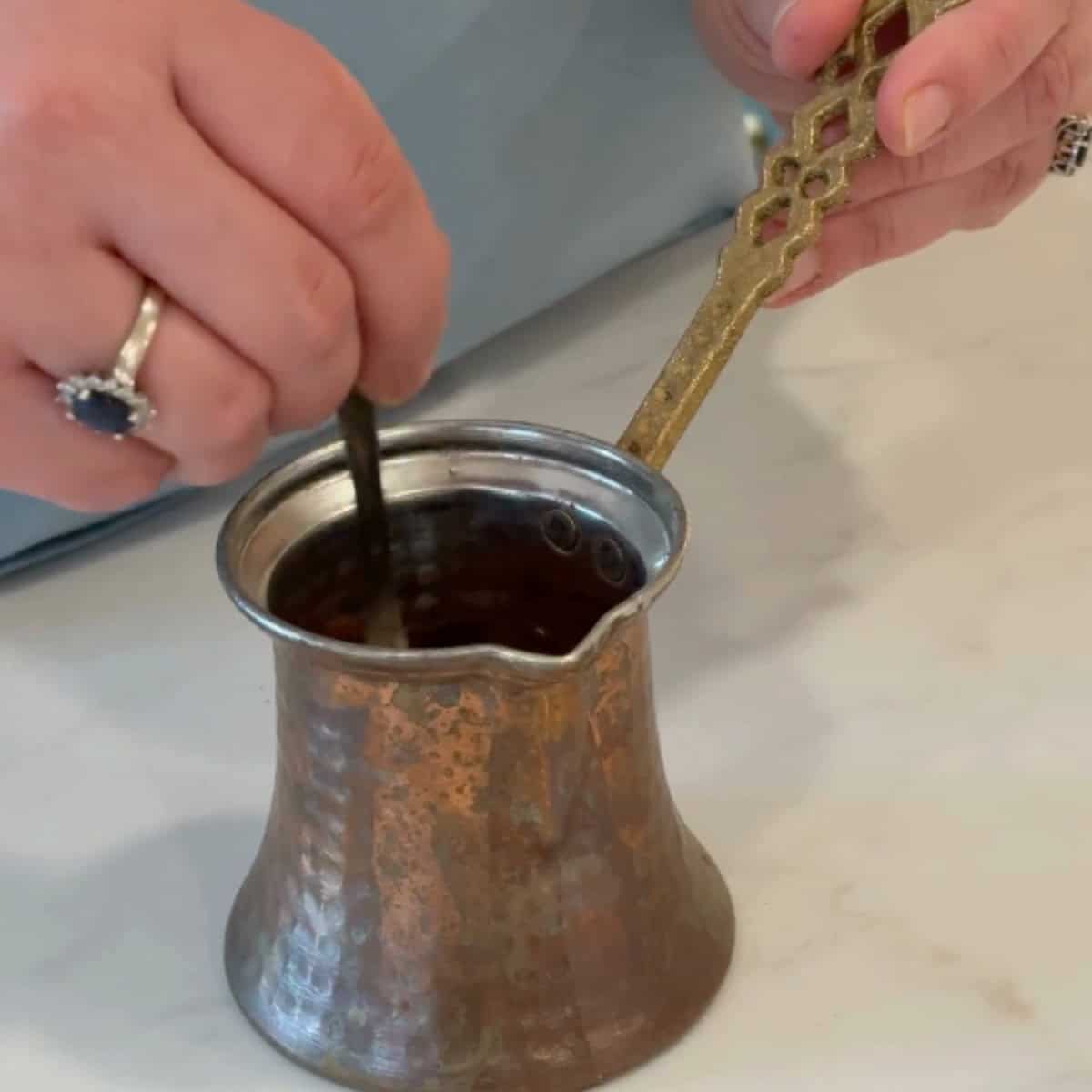 Add and mix the coffee.