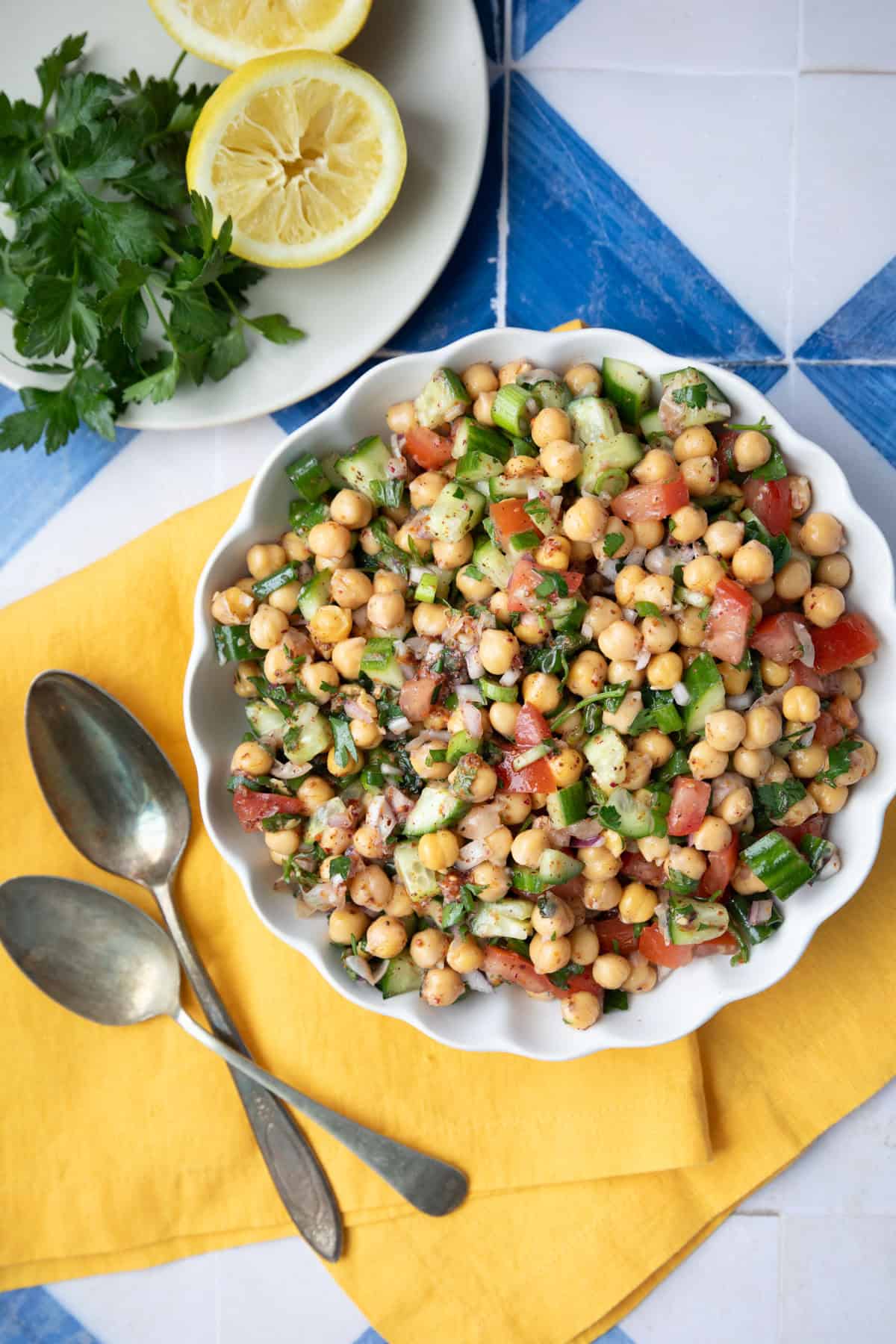 overhead shot balela salad.