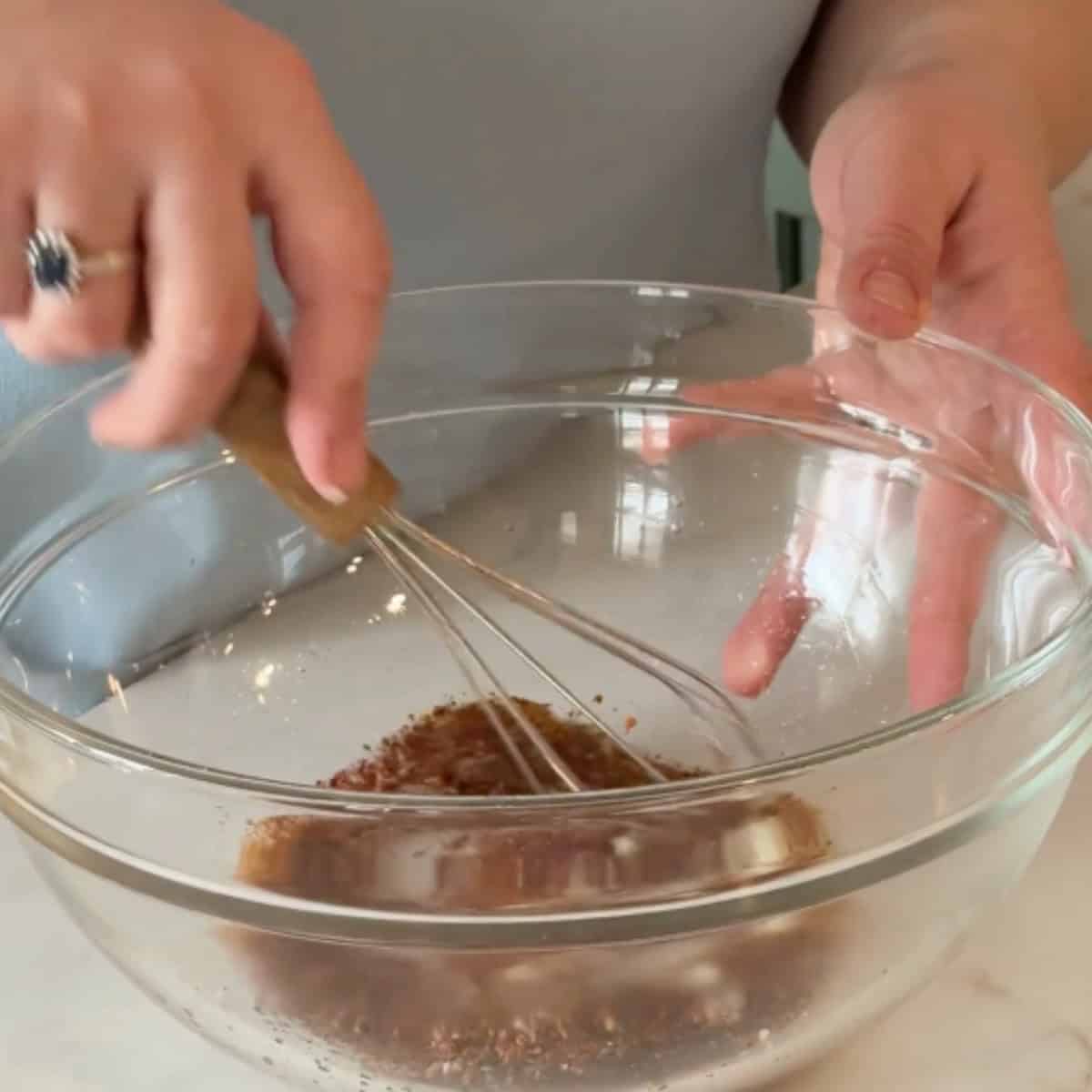 Make the salad dressing in a large bowl.