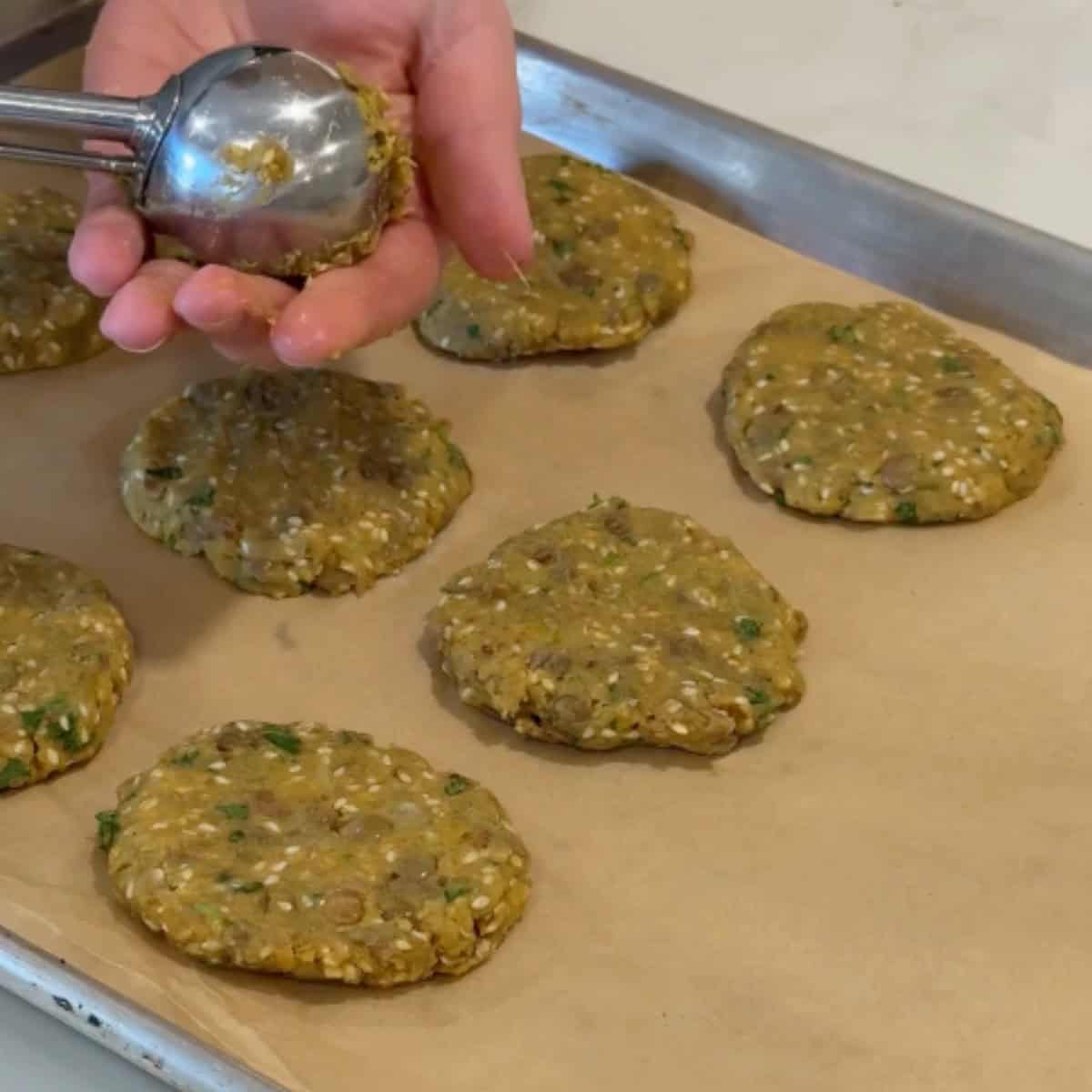 Use a cookie scoop to make the patties. 