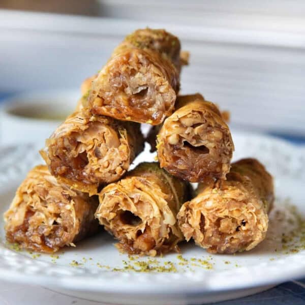 Burma baklava on a white plate.