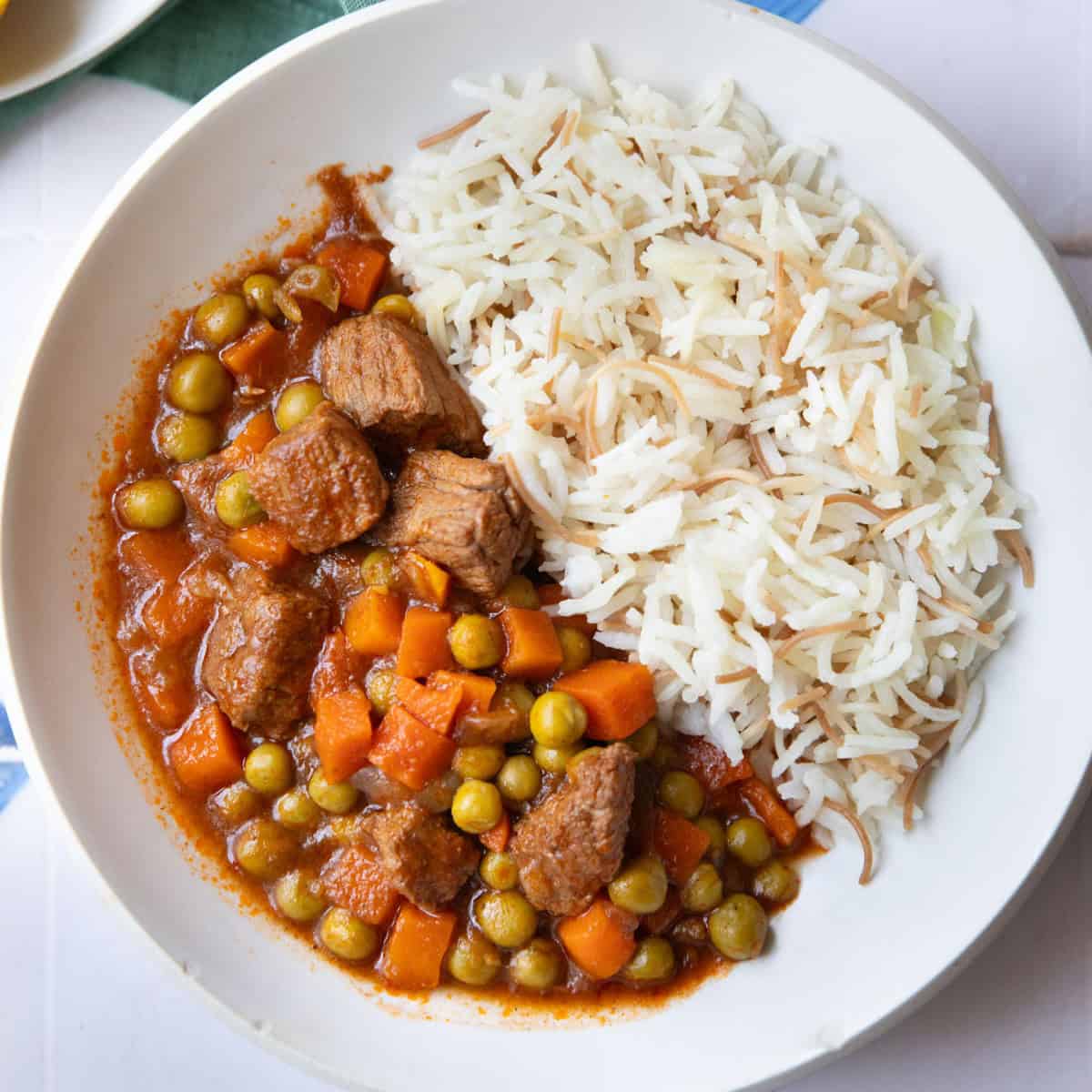 Bazella on a plate with vermicelli rice.