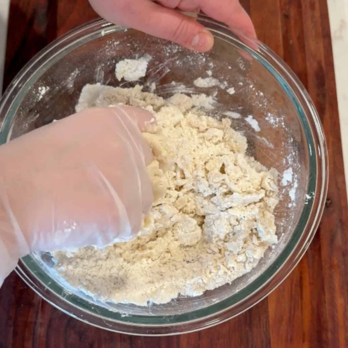 Mix with your hands until it comes together