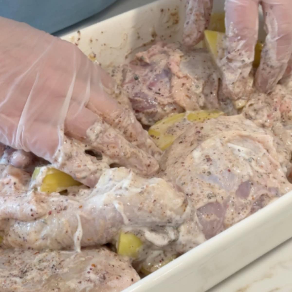 Mix by hand and make sure all is well coated with the marinade.