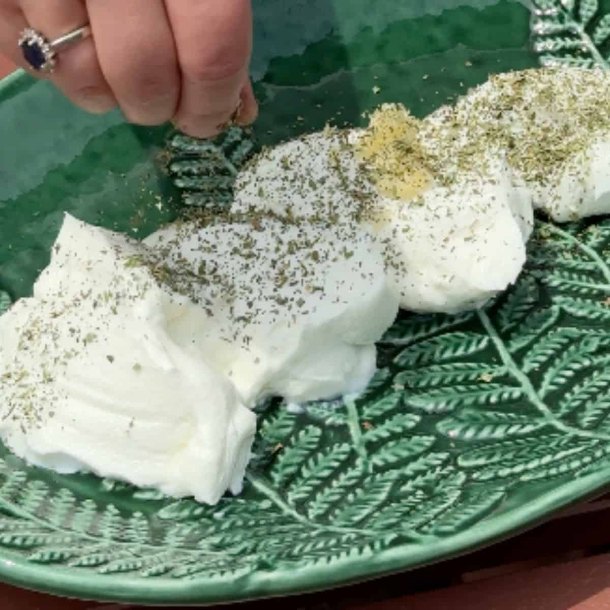 Mix the yogurt with garlic and mint and salt.